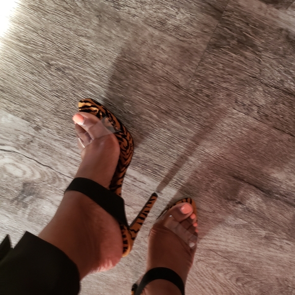 Suede Tiger Print Heels - Picture 2 of 3